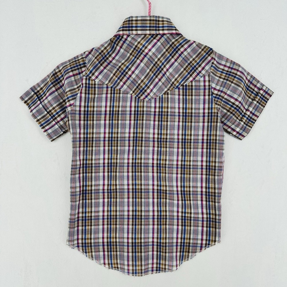 Vintage Kid Kountry Pearl Snap Shirt Kids Size 5 Western Plaid Rodeo USA Made - Picture 3 of 6